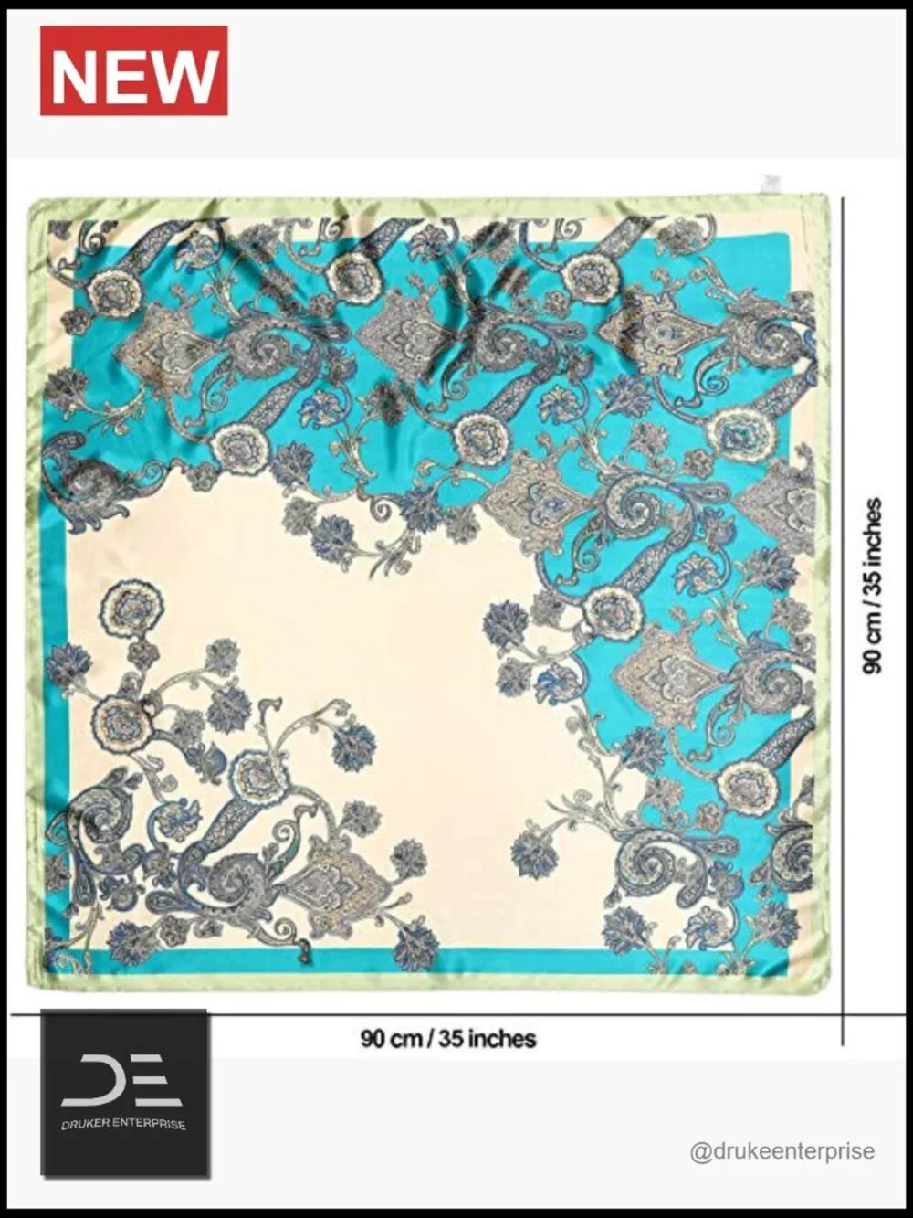 Large Square Satin Hair Scarf Set of 4 for Women, Polyester